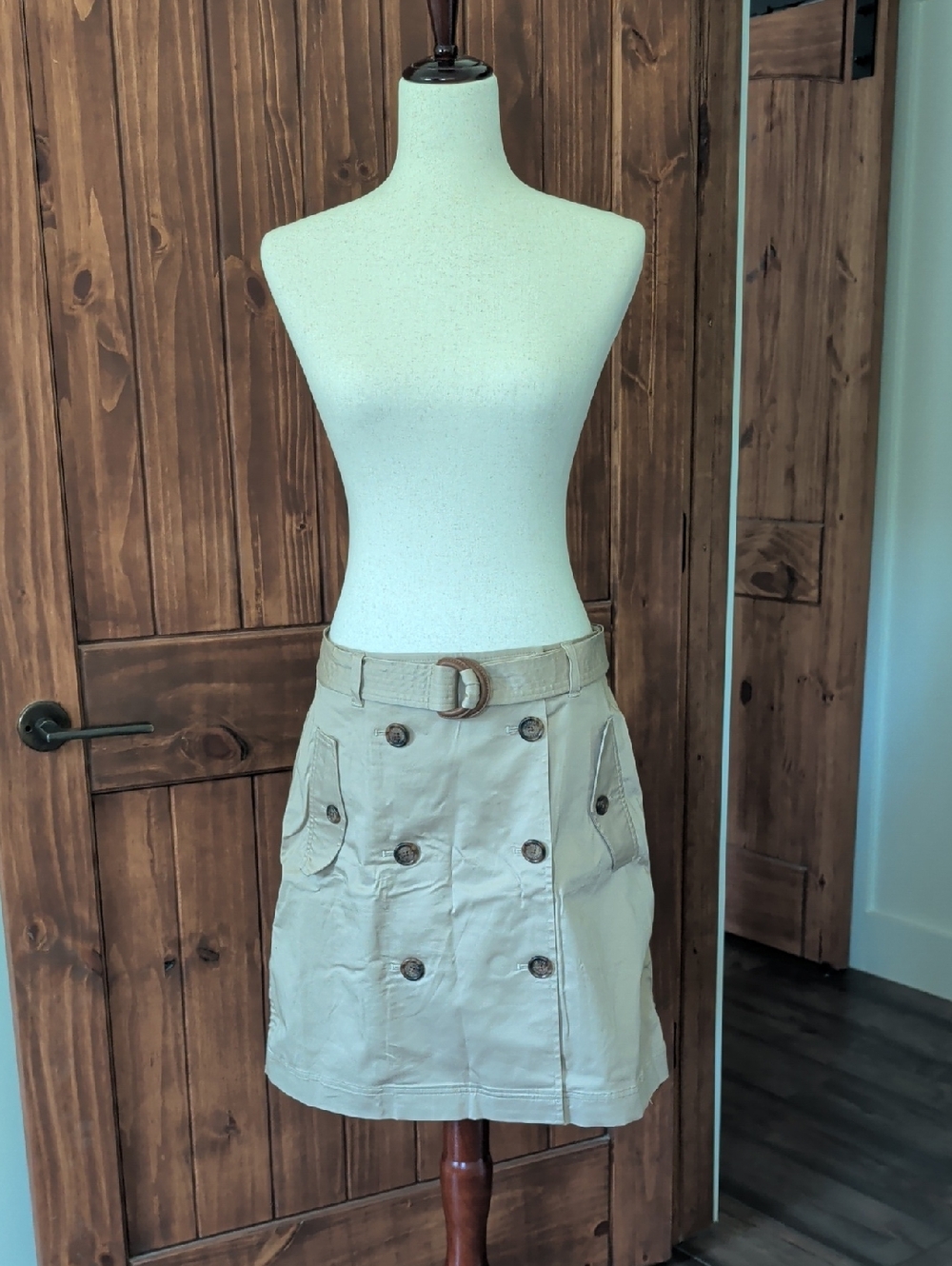 8P Ralph Lauren Classic Tan Utility Mini Skirt with Belt